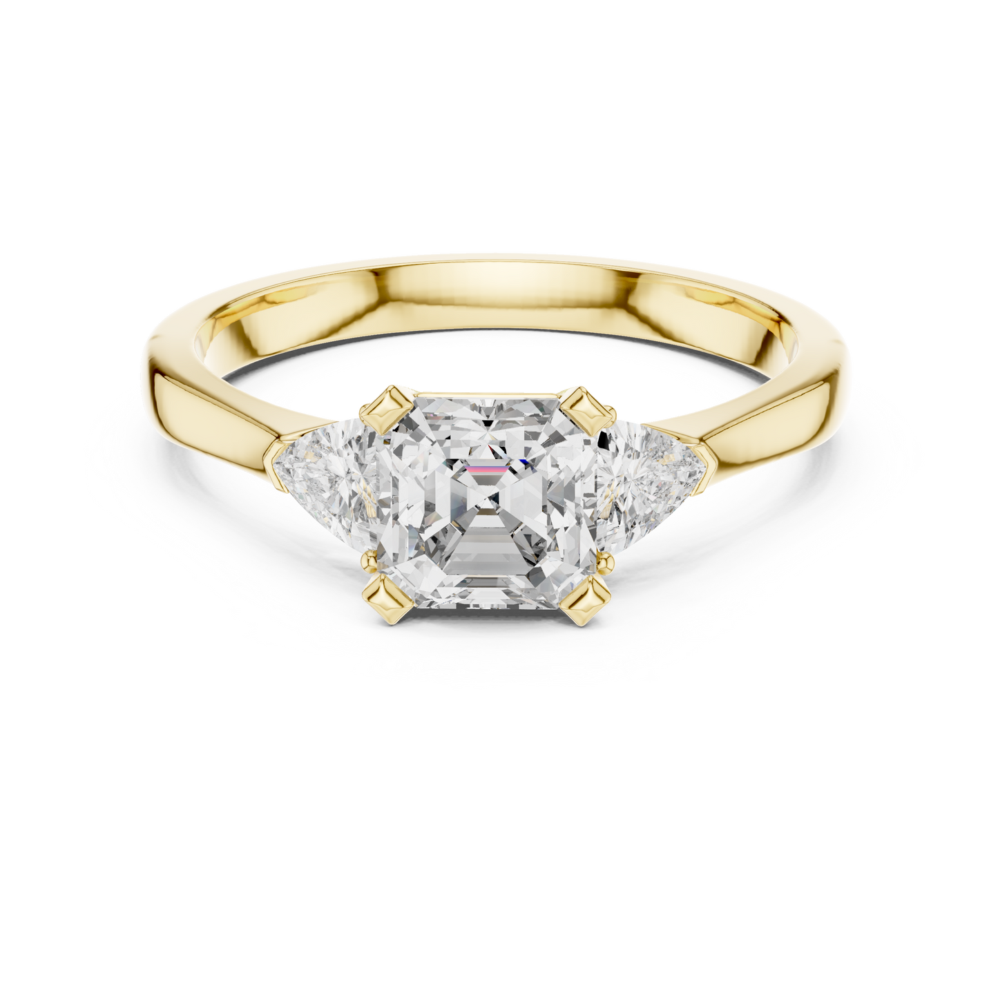 Emerald Cut and Trillion Three-Stone Diamond Ring