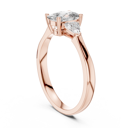 Cushion and Trillion Three-Stone Diamond Ring
