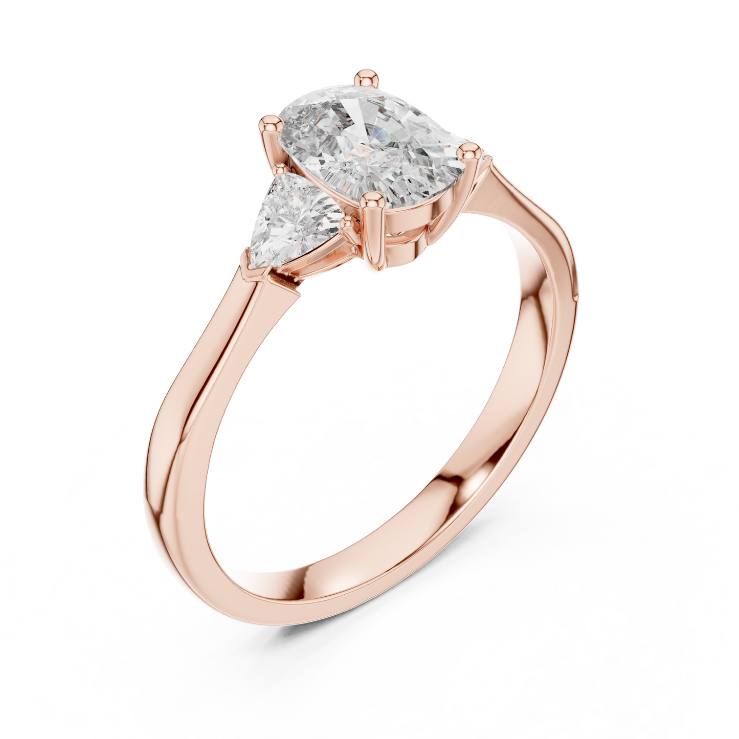 Cushion and Trillion Three-Stone Diamond Ring