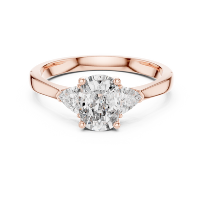 Cushion and Trillion Three-Stone Diamond Ring