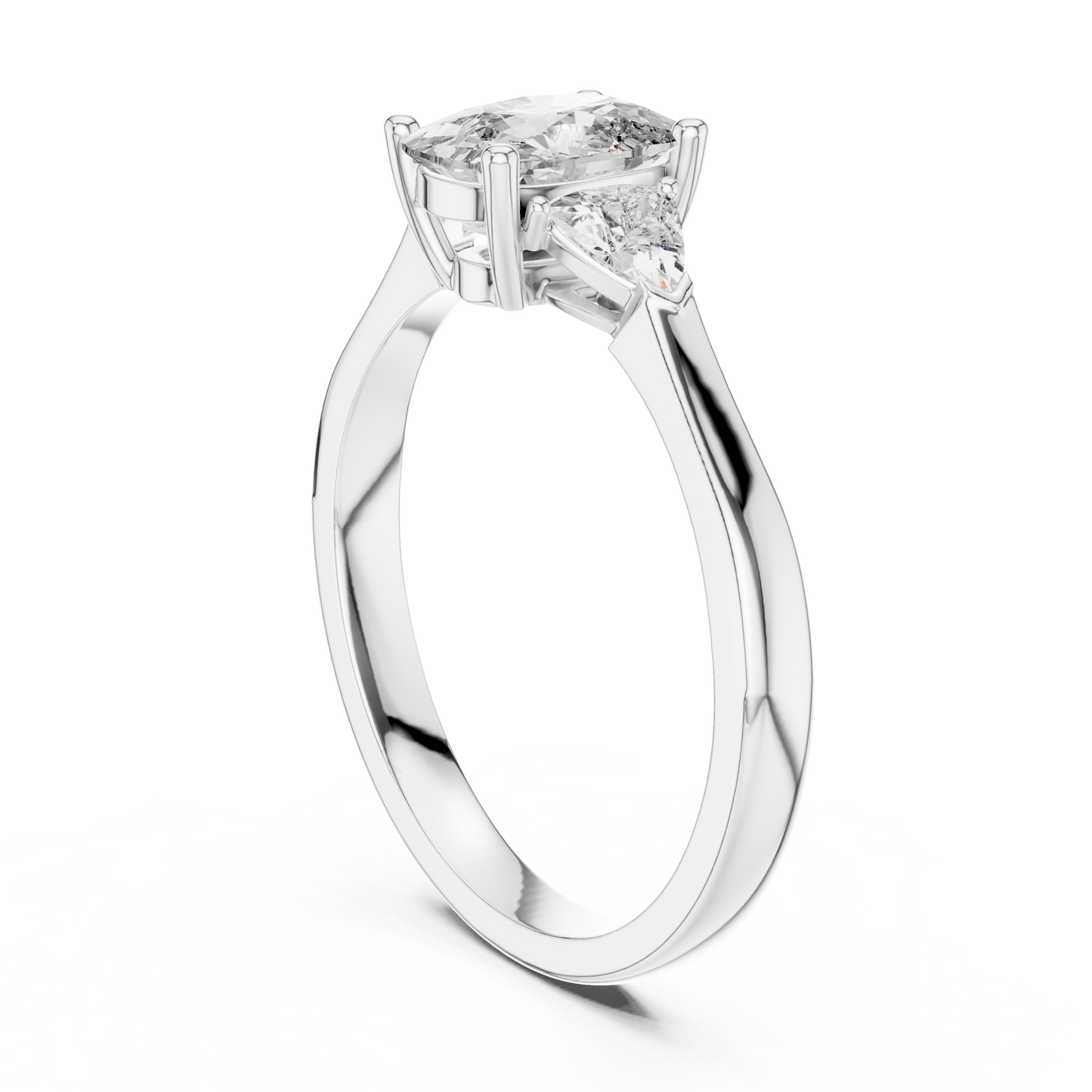 Cushion and Trillion Three-Stone Diamond Ring