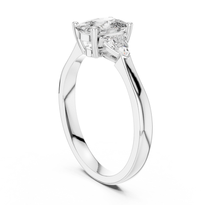 Cushion and Trillion Three-Stone Diamond Ring