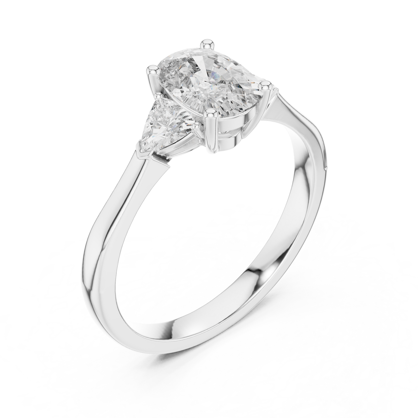 Cushion and Trillion Three-Stone Diamond Ring