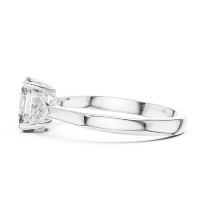Cushion and Trillion Three-Stone Diamond Ring