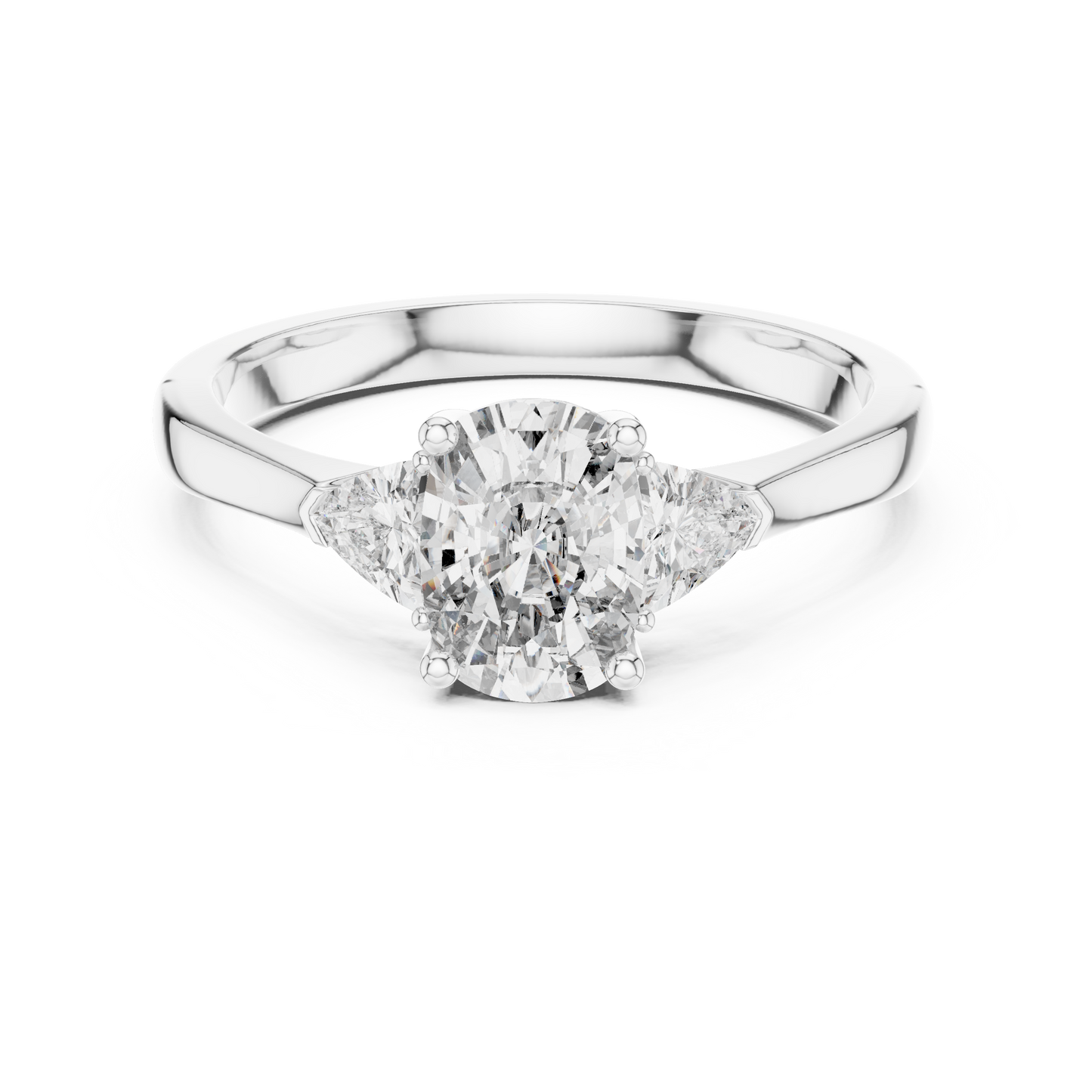 Cushion and Trillion Three-Stone Diamond Ring