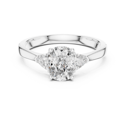 Cushion and Trillion Three-Stone Diamond Ring