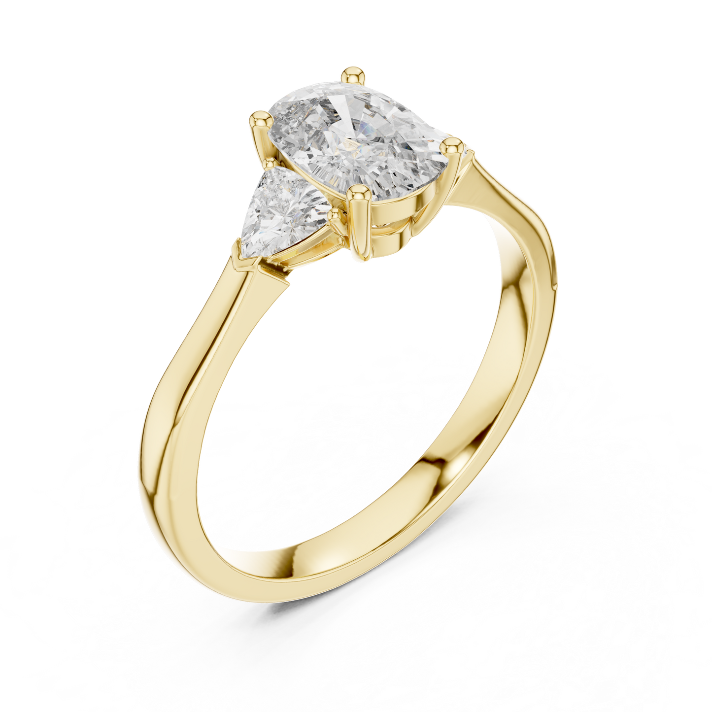 Cushion and Trillion Three-Stone Diamond Ring