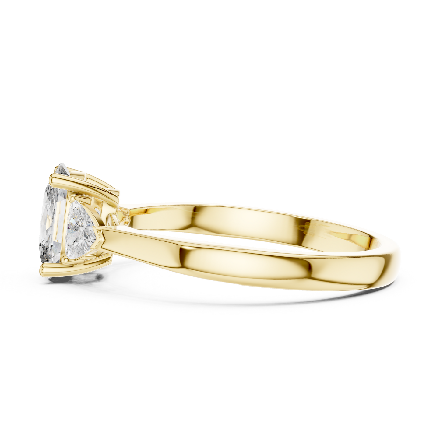 Cushion and Trillion Three-Stone Diamond Ring