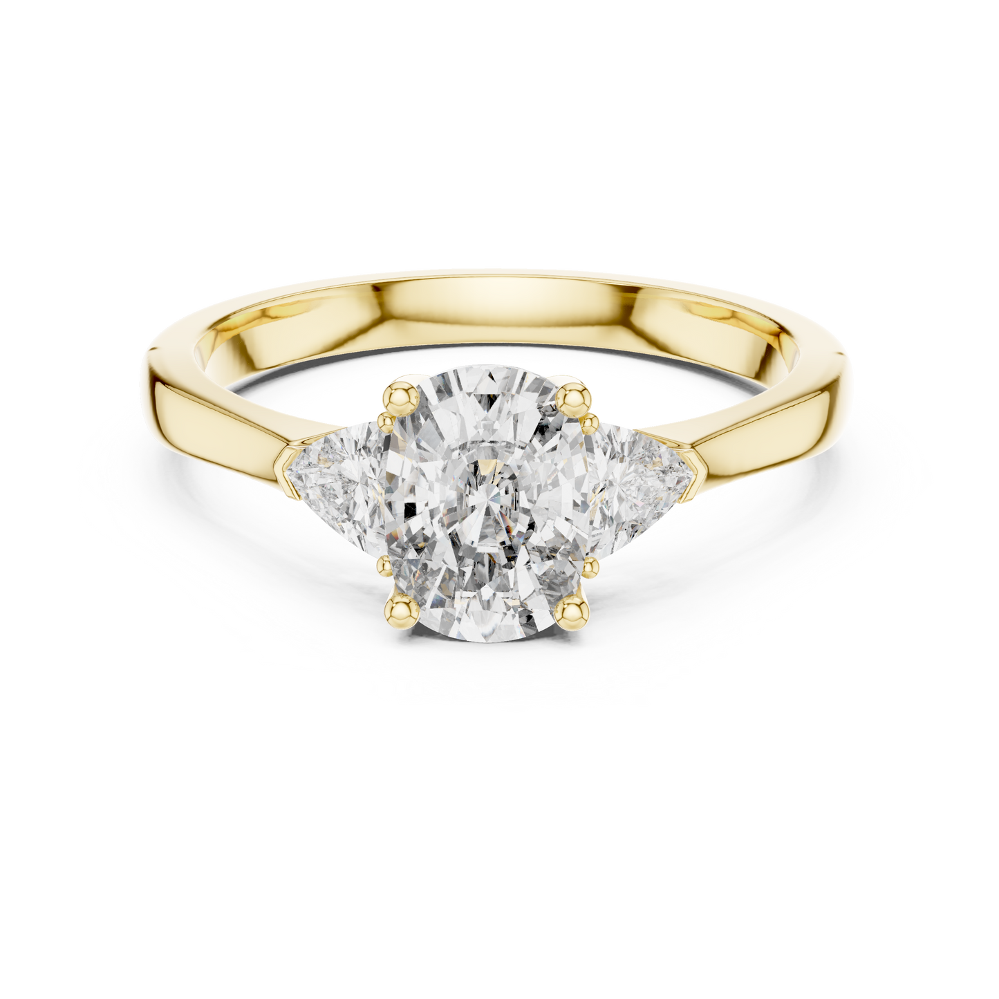 Cushion and Trillion Three-Stone Diamond Ring