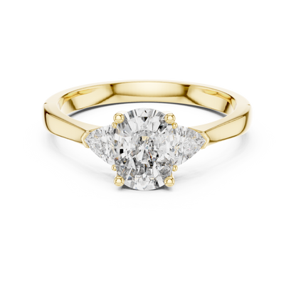 Cushion and Trillion Three-Stone Diamond Ring