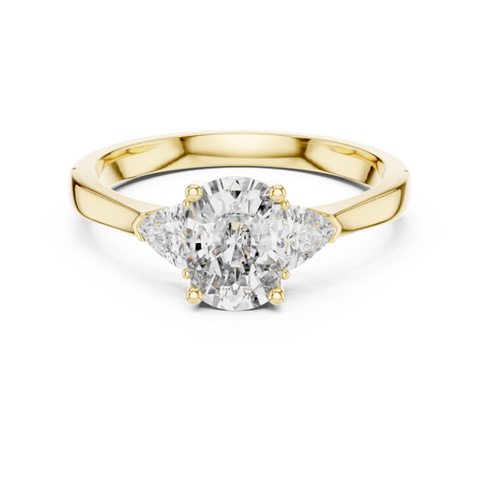 Cushion and Trillion Three-Stone Diamond Ring