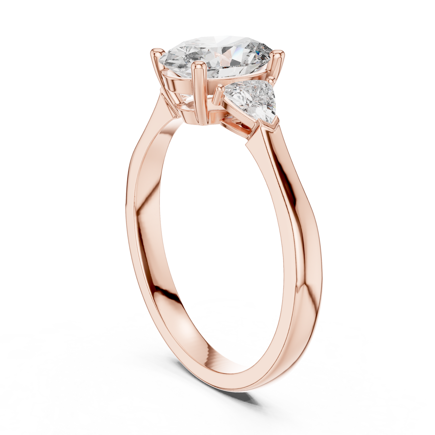 Oval Cut Three-Stone Diamond Ring with Trillion Side Stones