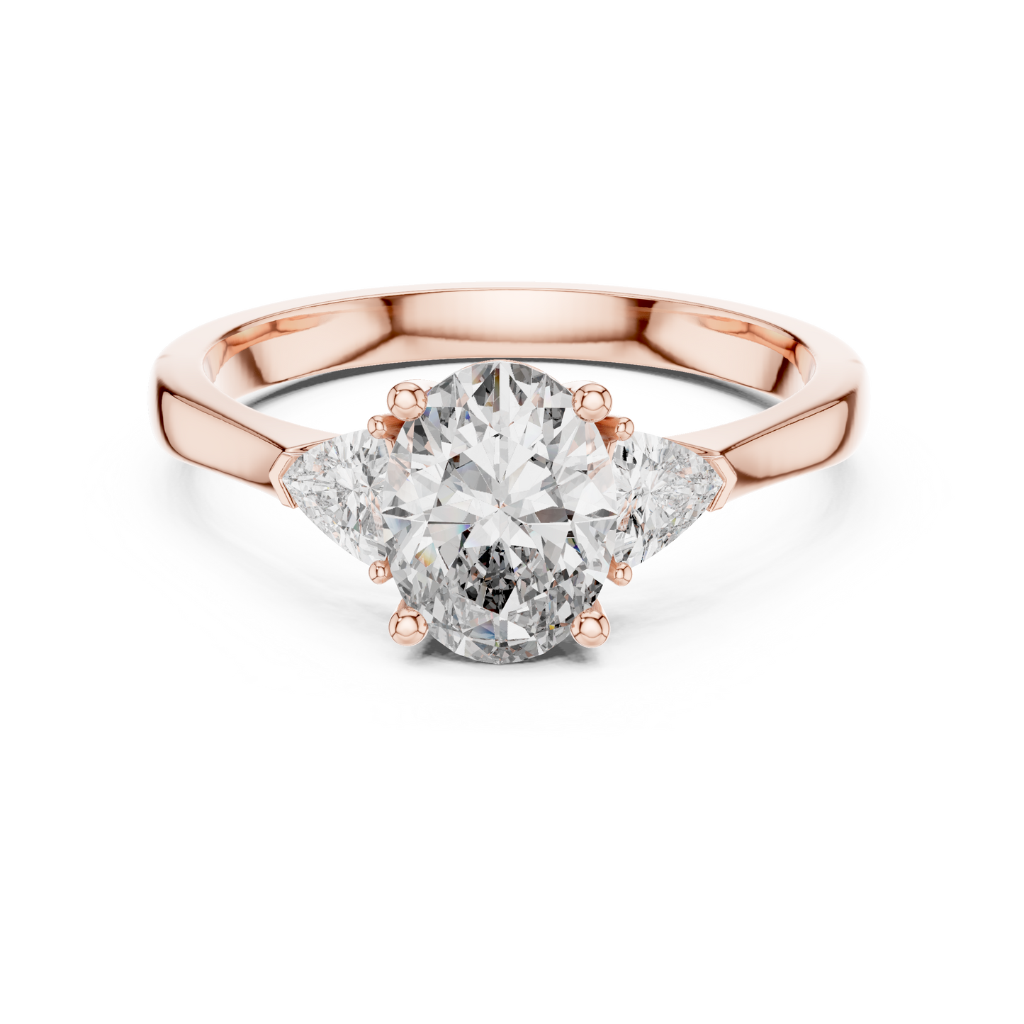 Oval Cut Three-Stone Diamond Ring with Trillion Side Stones