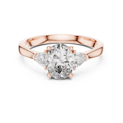Oval Cut Three-Stone Diamond Ring with Trillion Side Stones
