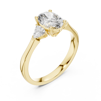 Oval Cut Three-Stone Diamond Ring with Trillion Side Stones