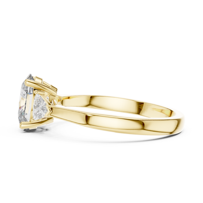 Oval Cut Three-Stone Diamond Ring with Trillion Side Stones