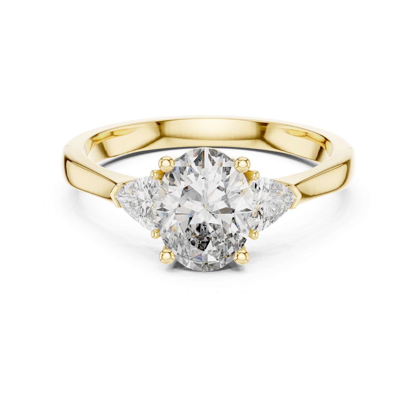 Oval Cut Three-Stone Diamond Ring with Trillion Side Stones