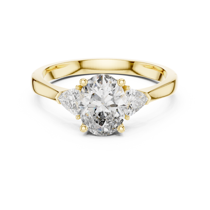 Oval Cut Three-Stone Diamond Ring with Trillion Side Stones
