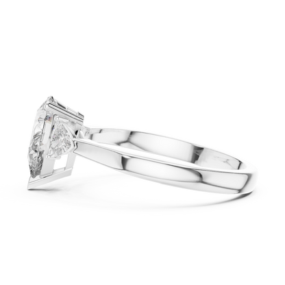 Pear Cut Three-Stone Diamond Ring with Trillion Side Stones
