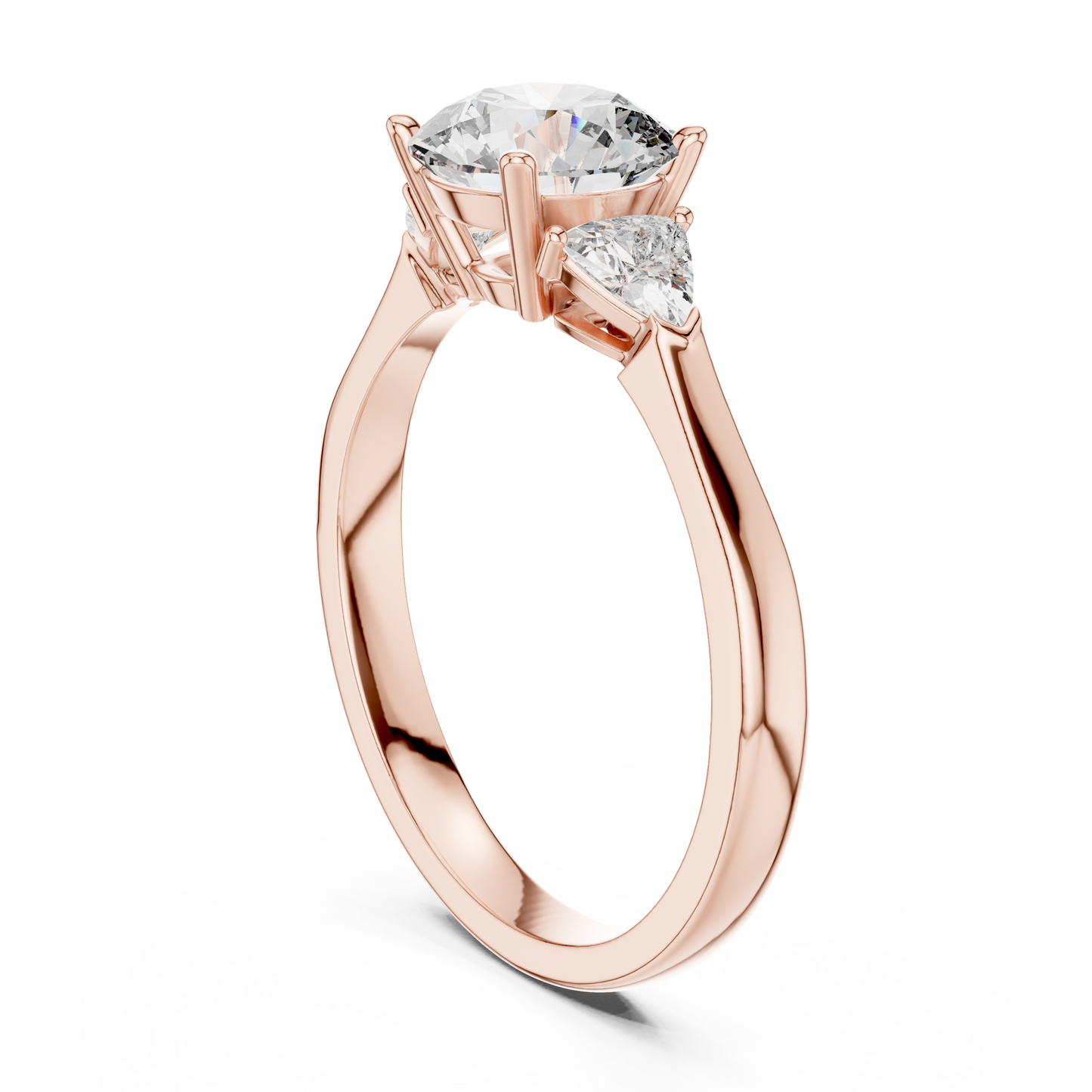 Round Brilliant Three-Stone Diamond Ring with Trillion Side Stones