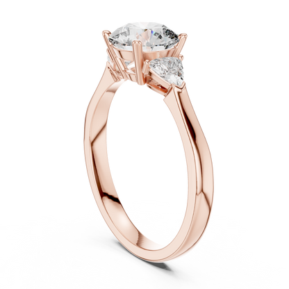 Round Brilliant Three-Stone Diamond Ring with Trillion Side Stones