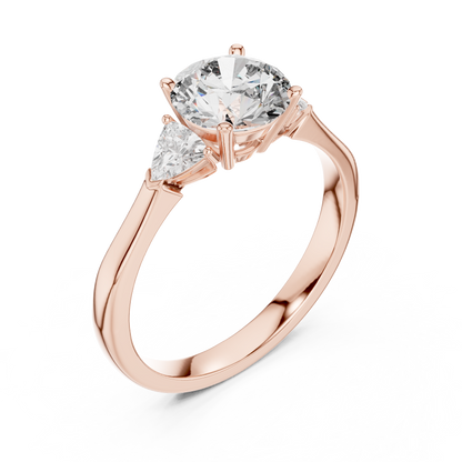 Round Brilliant Three-Stone Diamond Ring with Trillion Side Stones