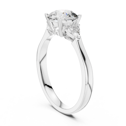 Round Brilliant Three-Stone Diamond Ring with Trillion Side Stones