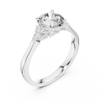 Round Brilliant Three-Stone Diamond Ring with Trillion Side Stones
