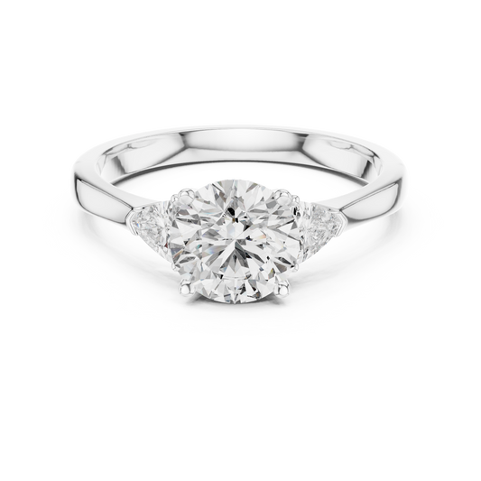 Round Brilliant Three-Stone Diamond Ring with Trillion Side Stones