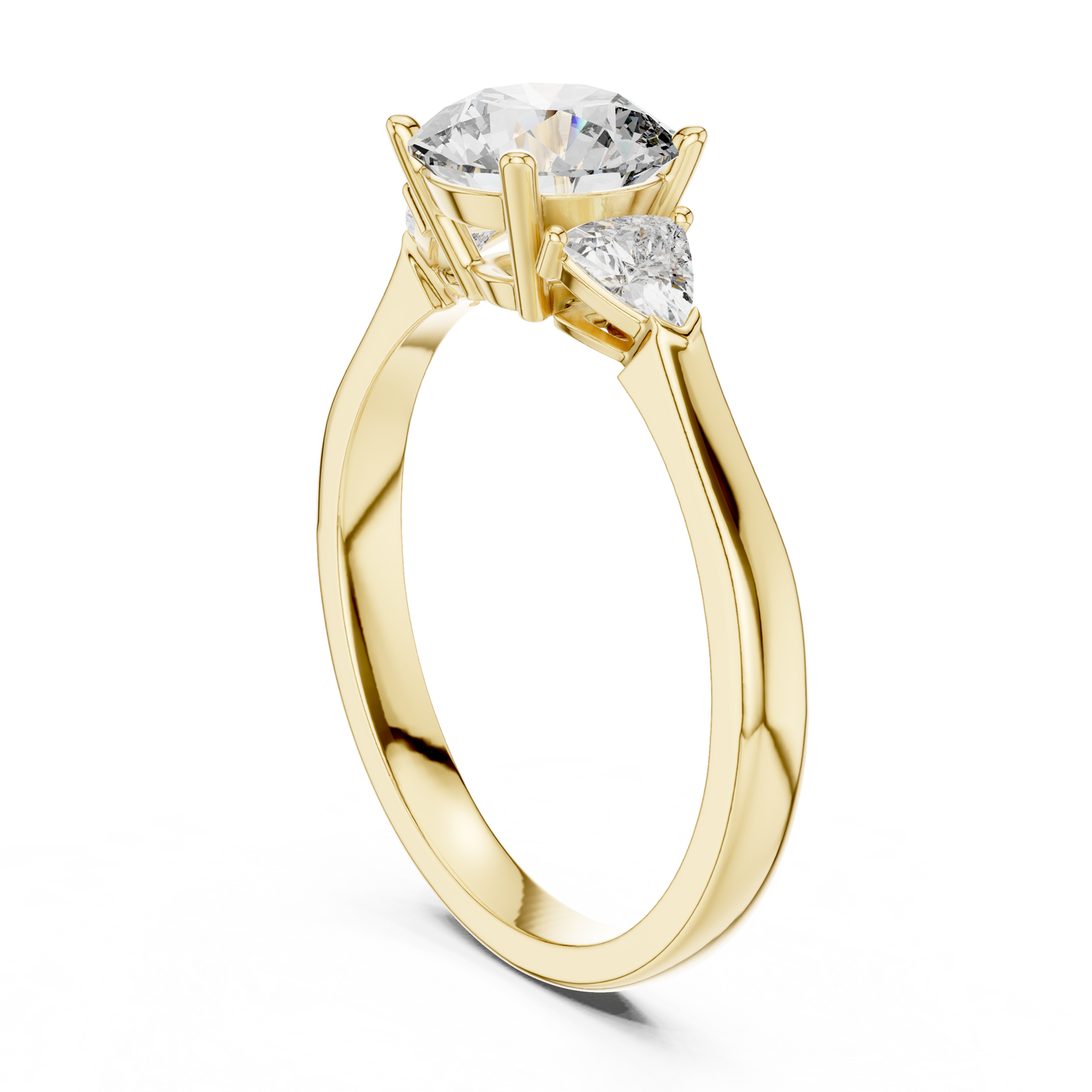 Round Brilliant Three-Stone Diamond Ring with Trillion Side Stones