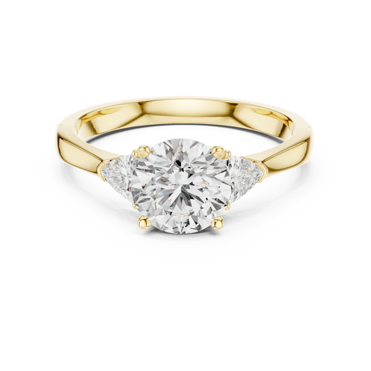 Round Brilliant Three-Stone Diamond Ring with Trillion Side Stones