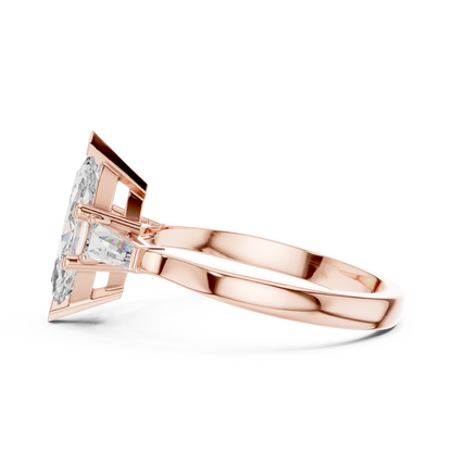 Marquise Three-Stone Diamond Ring with Baguette Side Stones