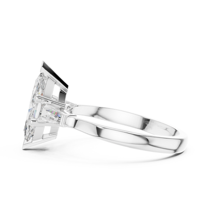 Marquise Three-Stone Diamond Ring with Baguette Side Stones
