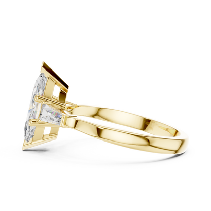Marquise Three-Stone Diamond Ring with Baguette Side Stones