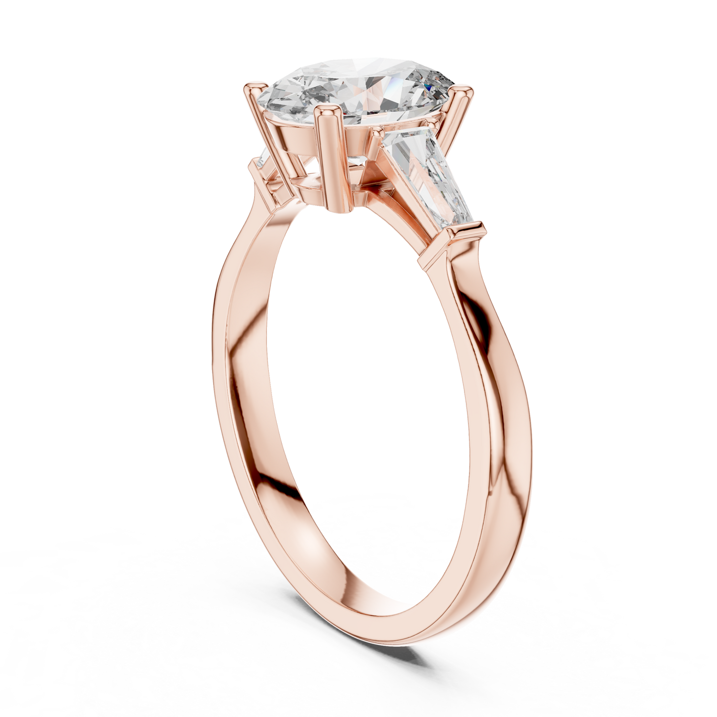 Oval and Baguette Three-Stone Diamond Ring
