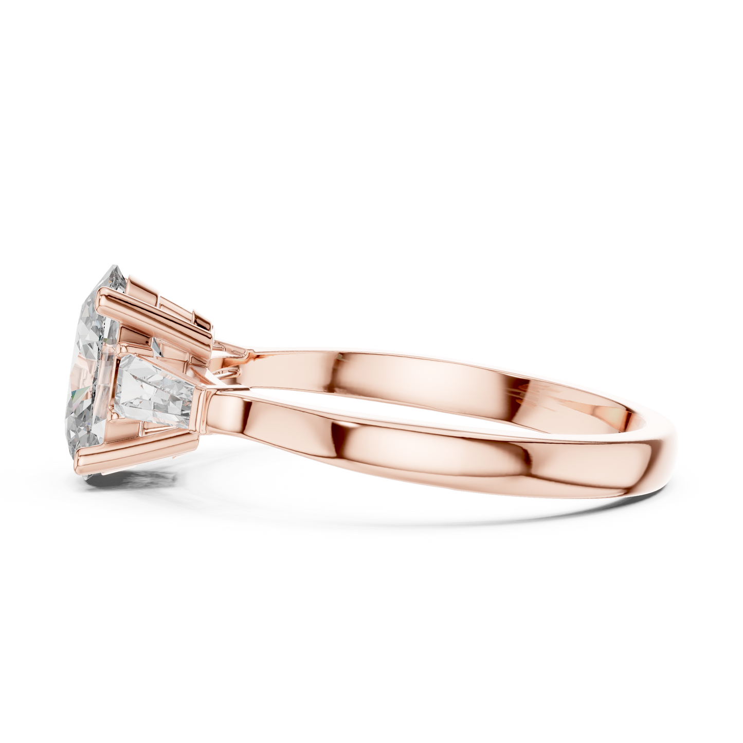 Oval and Baguette Three-Stone Diamond Ring