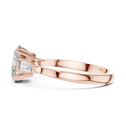 Oval and Baguette Three-Stone Diamond Ring