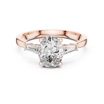 Oval and Baguette Three-Stone Diamond Ring