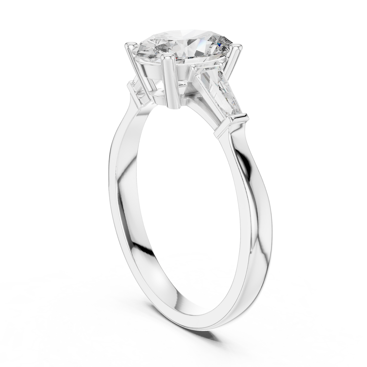 Oval and Baguette Three-Stone Diamond Ring
