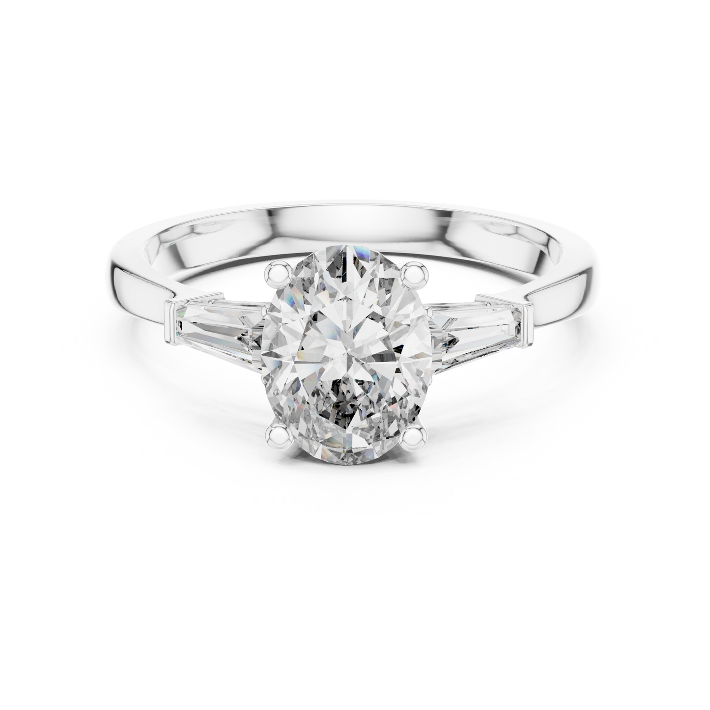 Oval and Baguette Three-Stone Diamond Ring