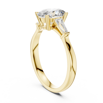 Oval and Baguette Three-Stone Diamond Ring