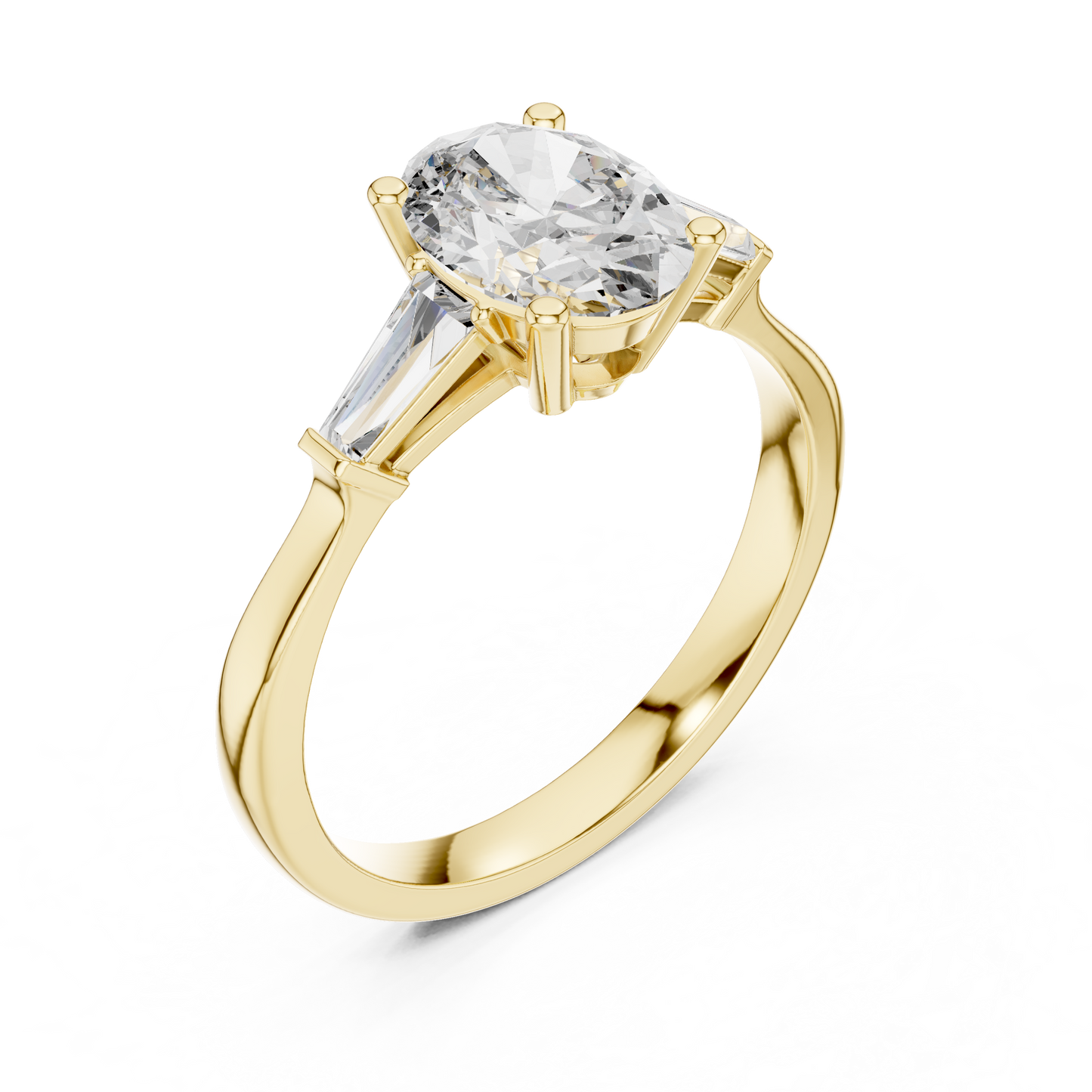 Oval and Baguette Three-Stone Diamond Ring
