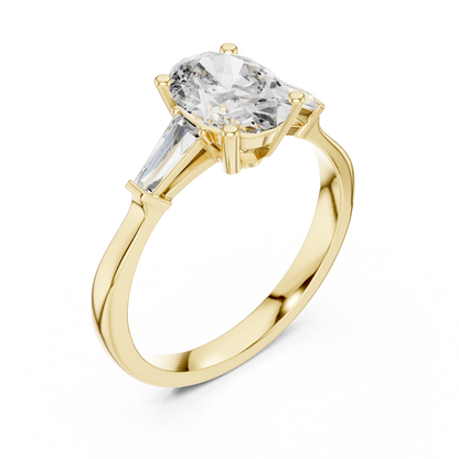 Oval and Baguette Three-Stone Diamond Ring