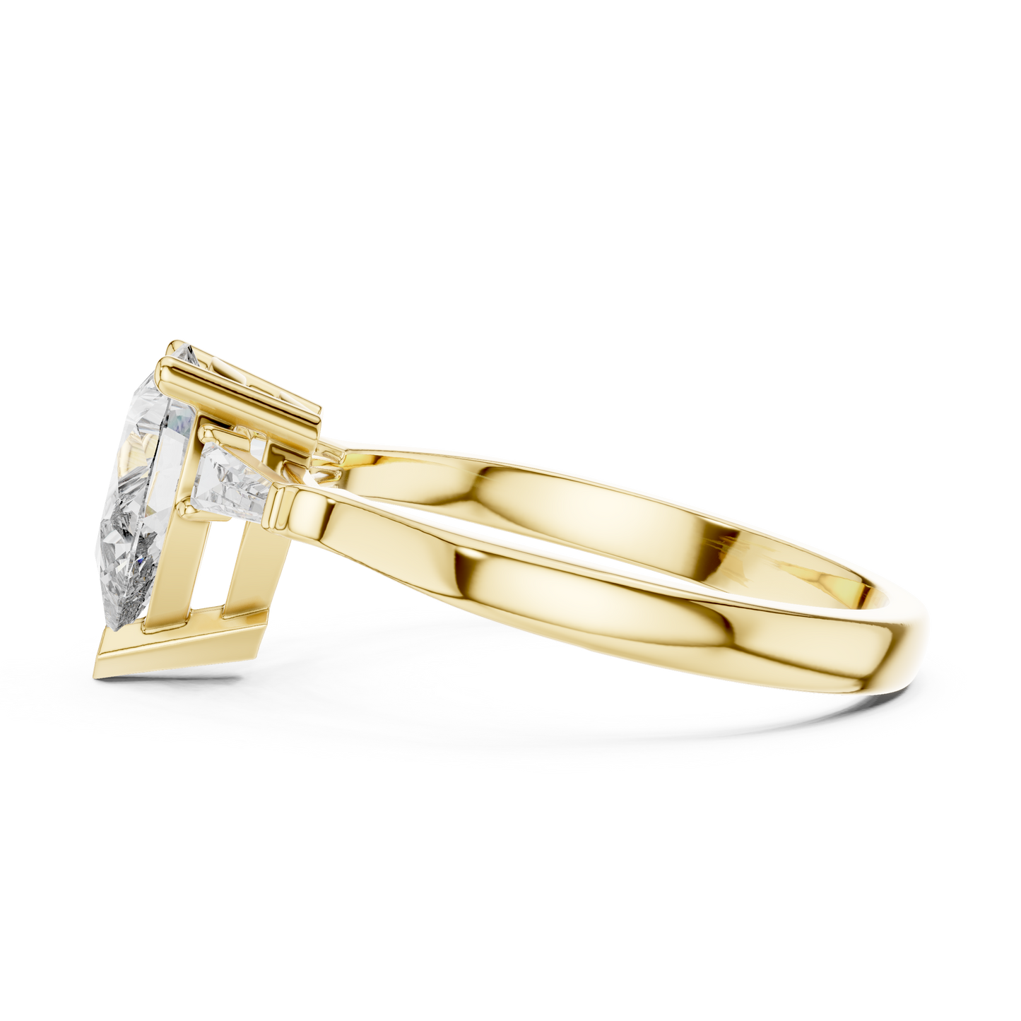 Pear Cut Diamond Ring with Baguette Side Stones
