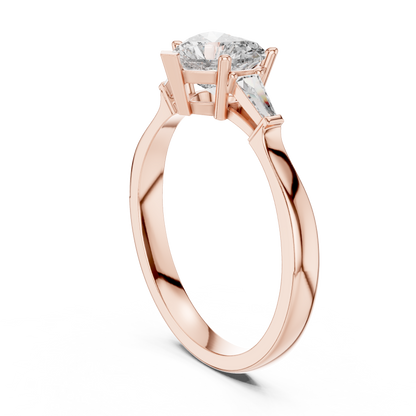 Heart Cut Diamond Ring with Baguette Side Stones