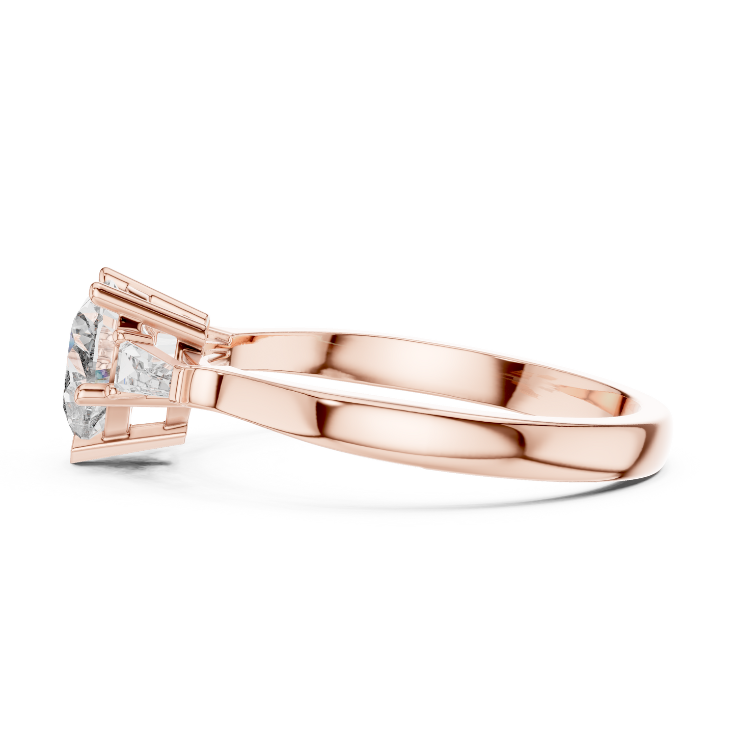 Heart Cut Diamond Ring with Baguette Side Stones