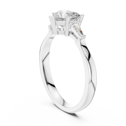 Heart Cut Diamond Ring with Baguette Side Stones