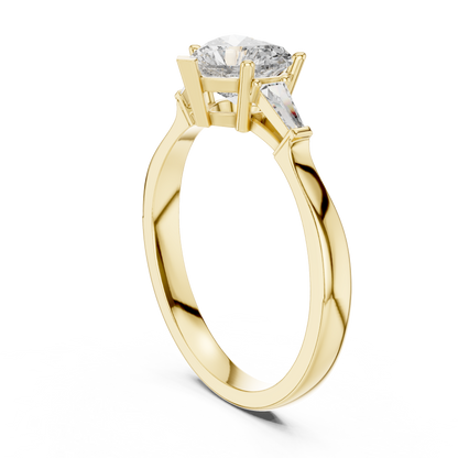 Heart Cut Diamond Ring with Baguette Side Stones