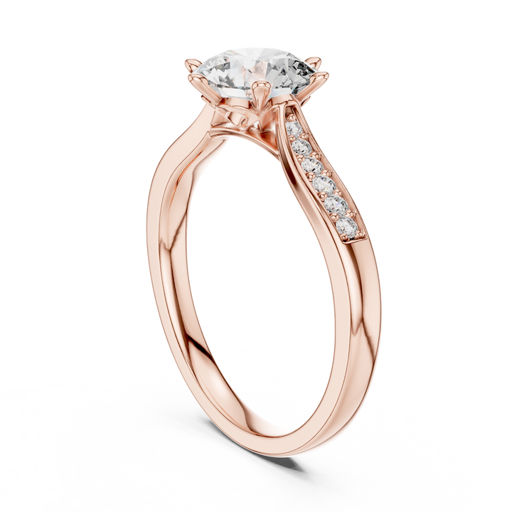 Pave Shoulder Engagement Ring
