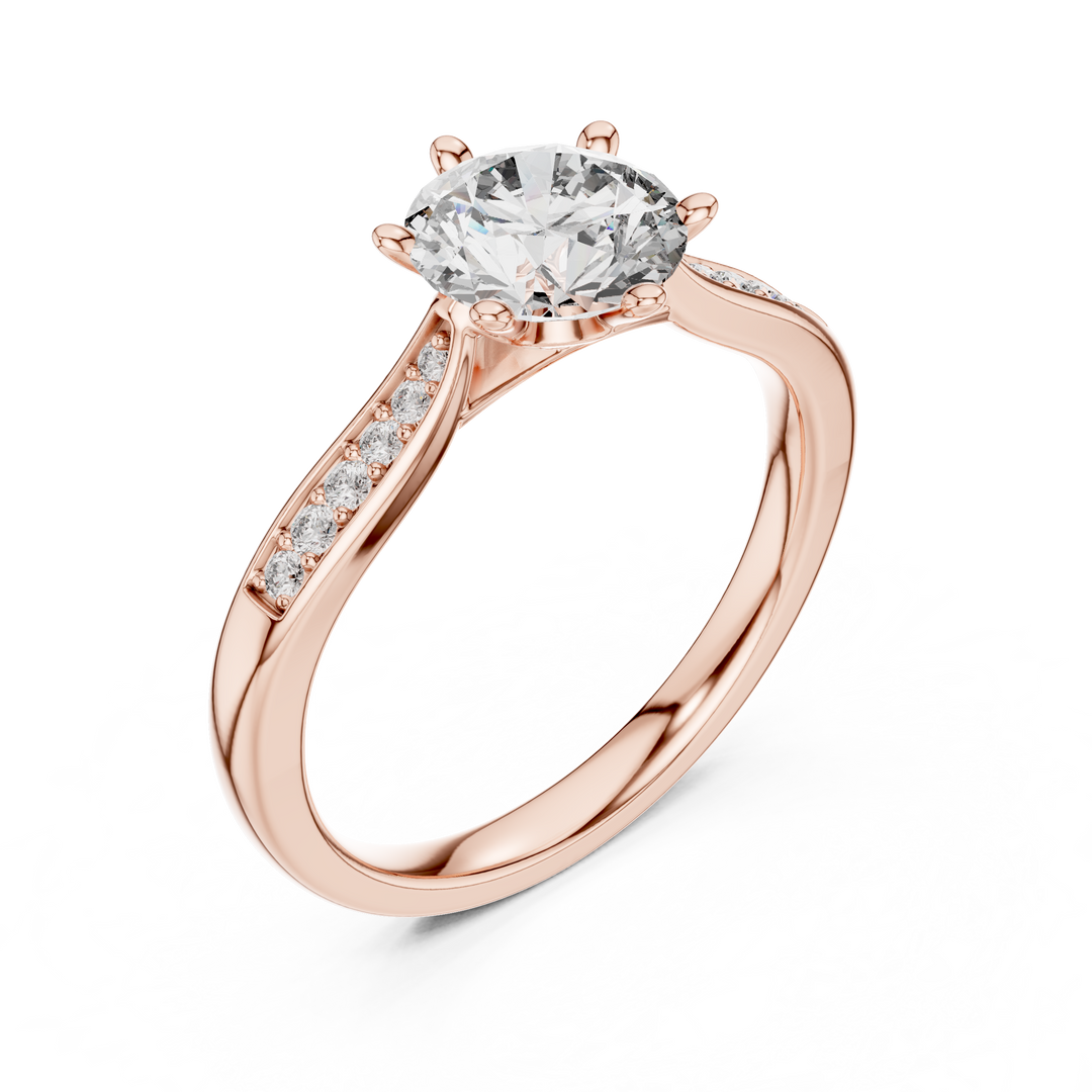 Pave Shoulder Engagement Ring
